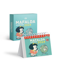 MAFALDA 2024 CALENDARIO ESCRITORIO TURQUESA + CAJA